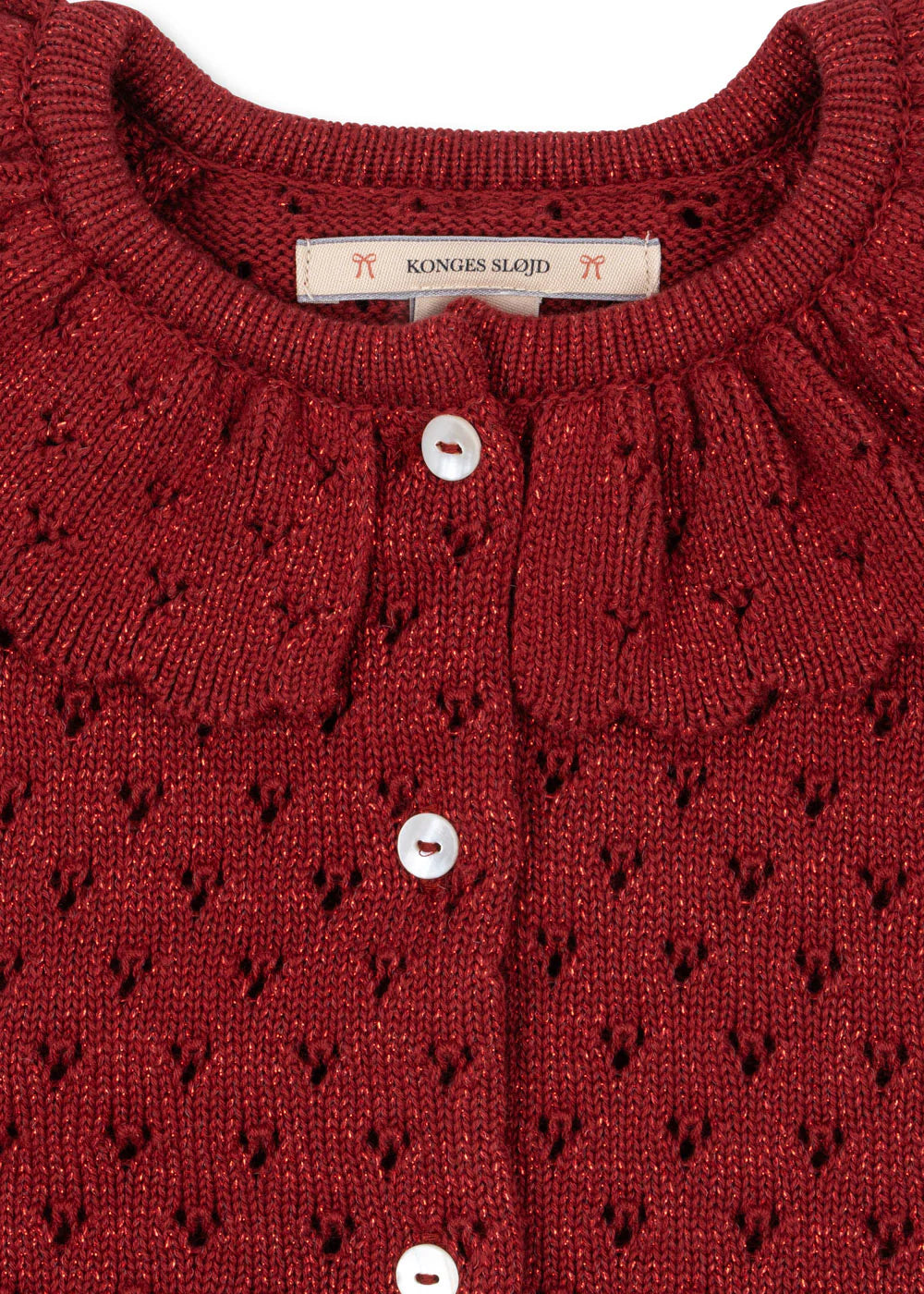 Holiday Knit Cardigan- Red Dahlia