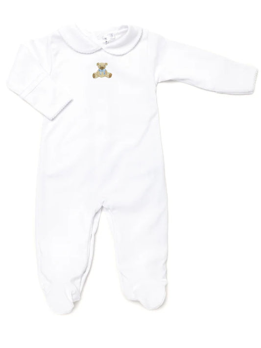 Blue Teddy Bear Collared Footie