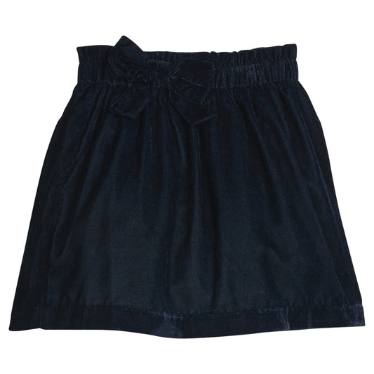 Paperbag Bow Skirt- Navy Velvet