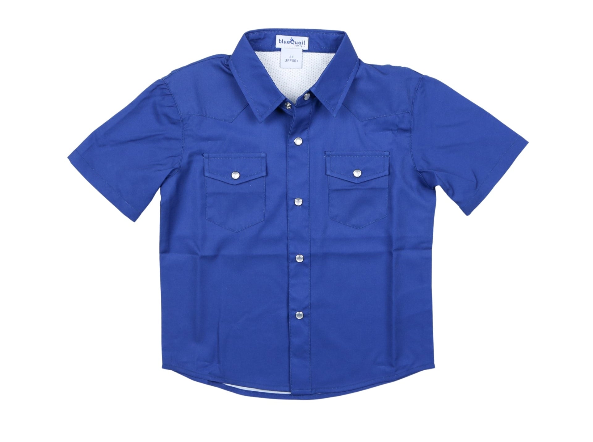 BlueQuail Gameday Navy Pearl Snap Short Sleeve Kids Shirt