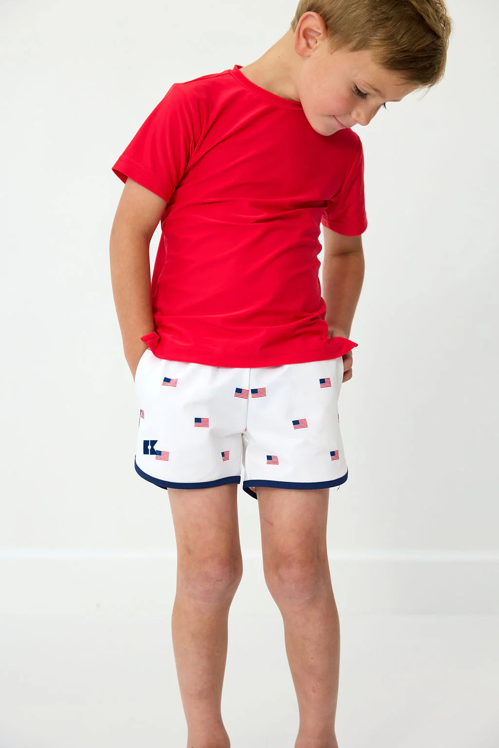 Courtside Kids Old Glory Retro Super Short With Navy Piping