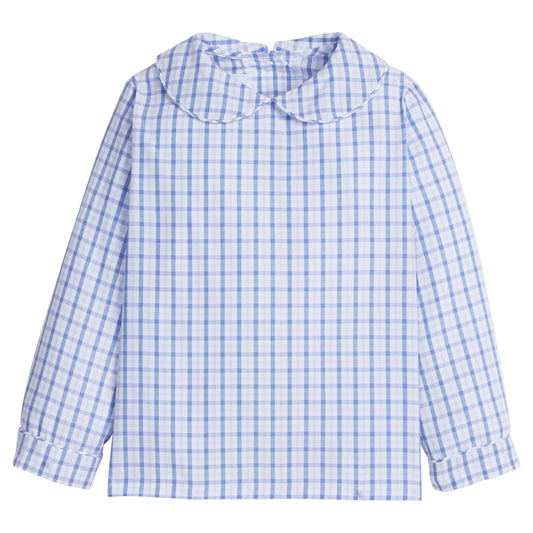 Little English Peter Pan Shirt- Woodberry Plaid