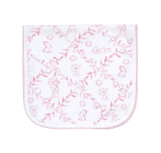 Nellapima Pink Bears Trellace Burp Cloth