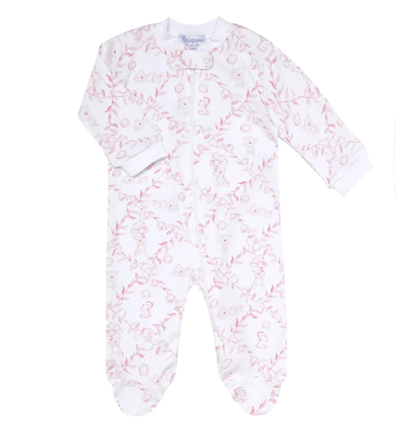 Nellapima Pink Bears Trellace Zipper Footie