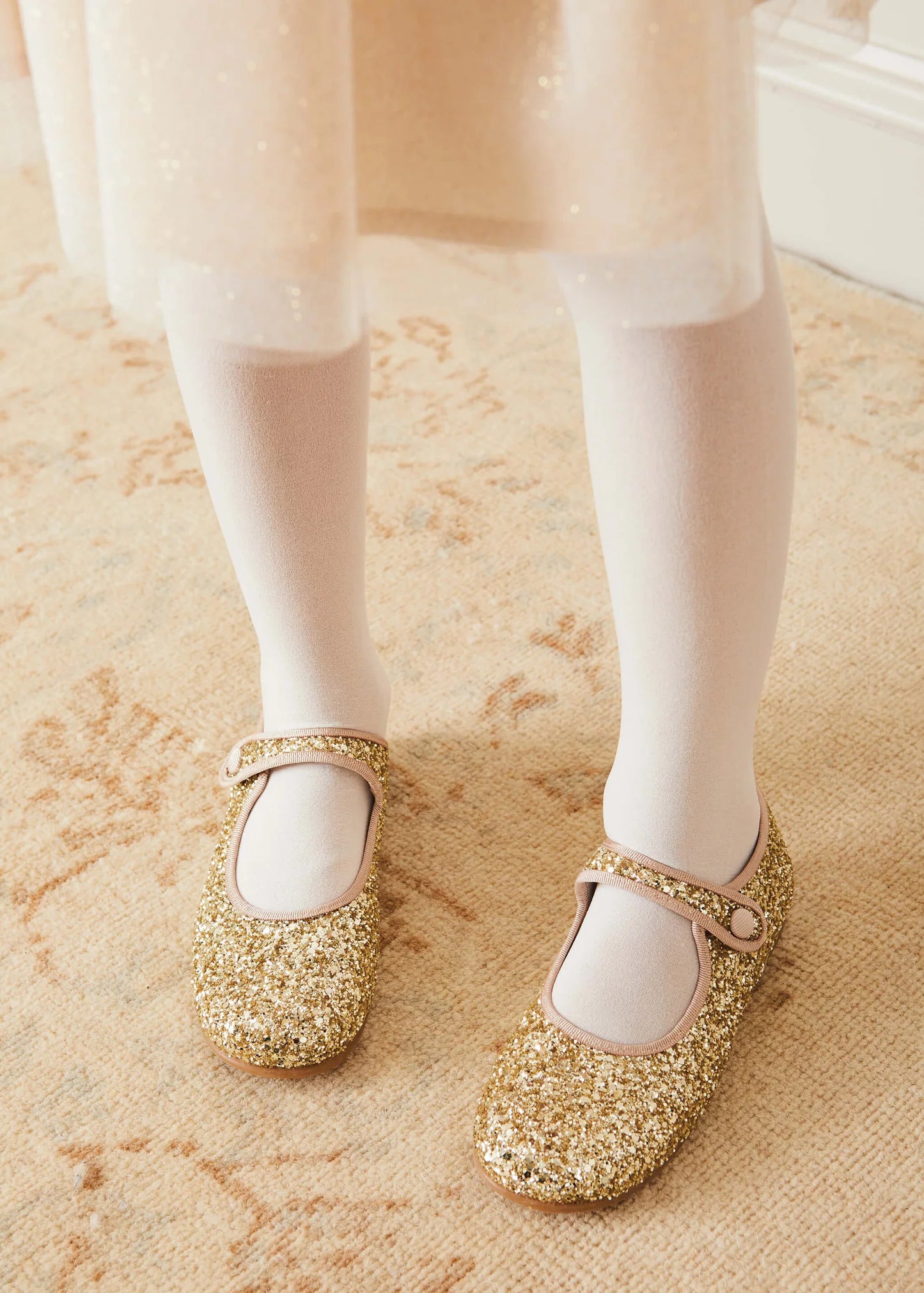 Glittery Mary Jane Shoes in Gold