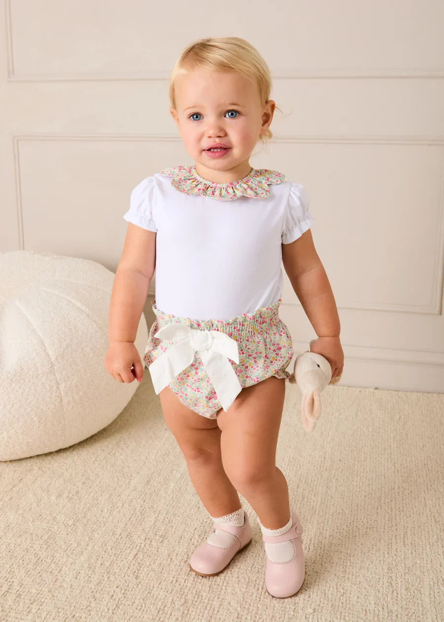 Adelaide Floral Bow Detail Bloomers in Pink