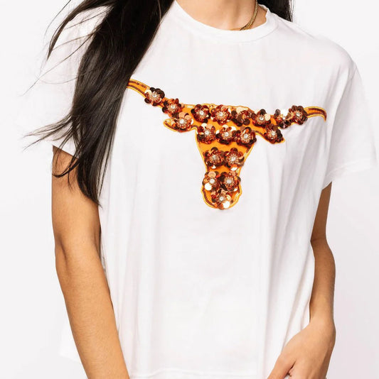 Queen of Sparkles Texas Sequin Flower Tee- Kid's