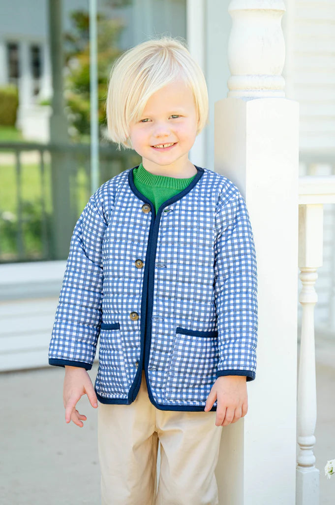 Navy Gingham Quilted Jacket