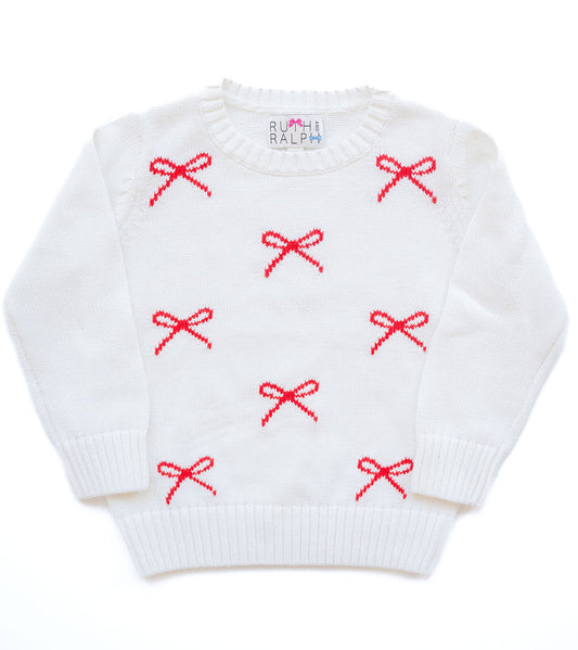Ruth and Ralph Red and White Bows Sweater