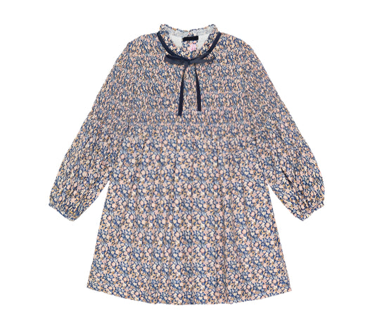 La Coqueta Blue Floral Raya Girl Smocked Dress