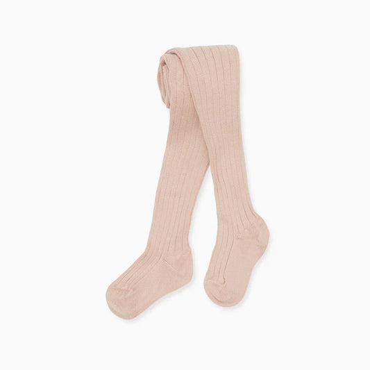 La Coqueta Ribbed Girl Tights - Pale Pink