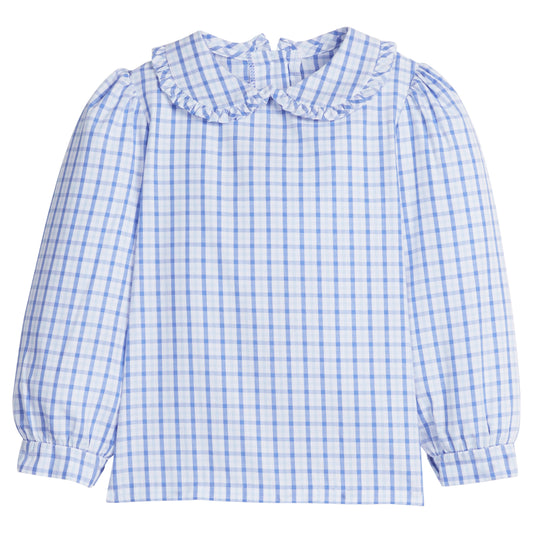 Little English Ruffled Peter Pan Blouse- Woodberry Plaid