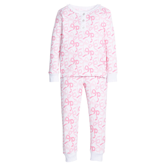 Little English Ruffled Printed Jammies - Bows and Ribbons