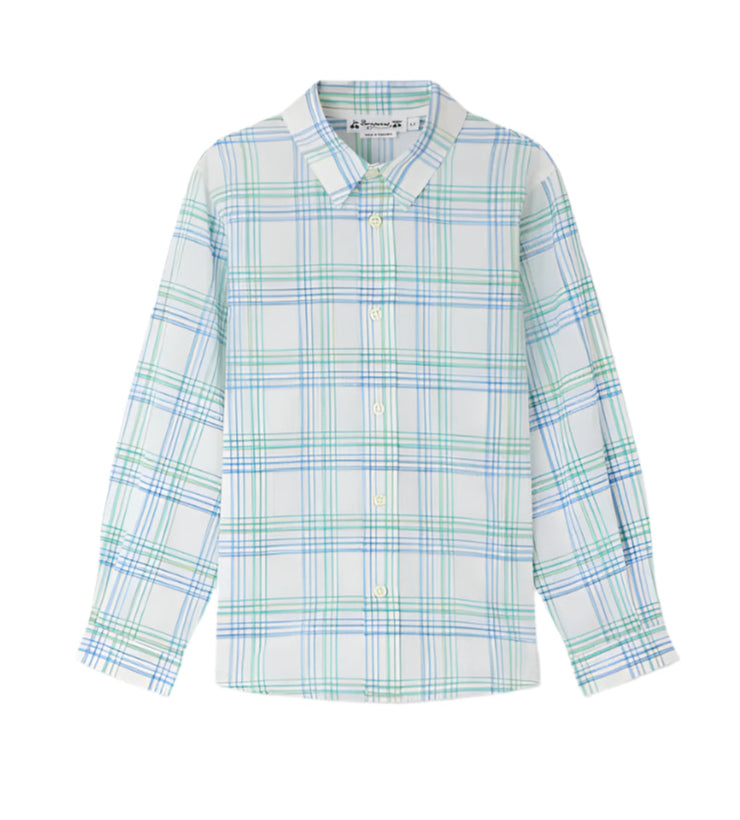 Bonpoint Daho Blue Check Button Down