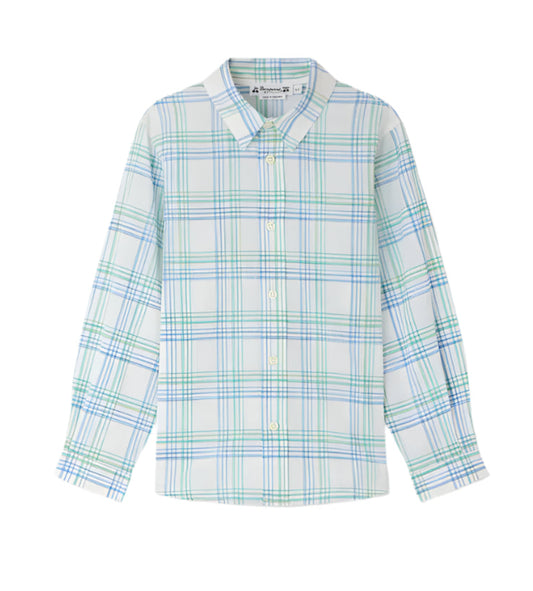 Bonpoint Daho Blue Check Button Down