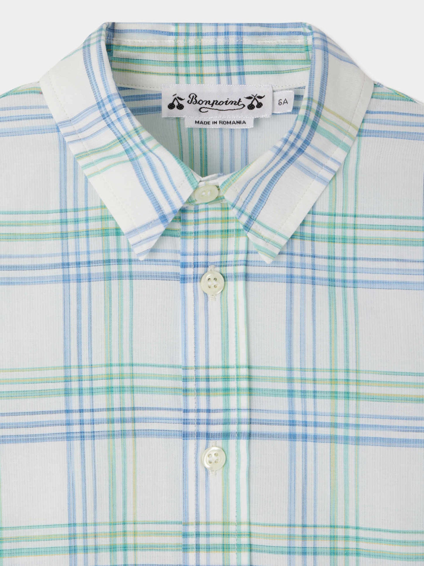 Bonpoint Daho Blue Check Button Down