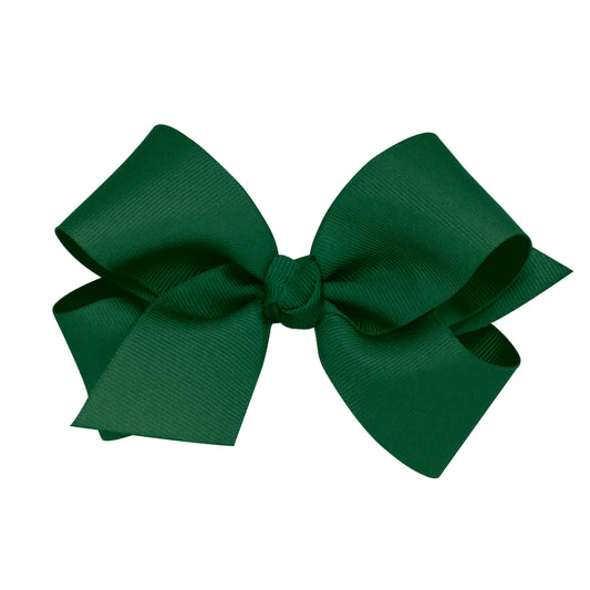 Medium Grosgrain Hair Bow with Center Knot - Forest Green
