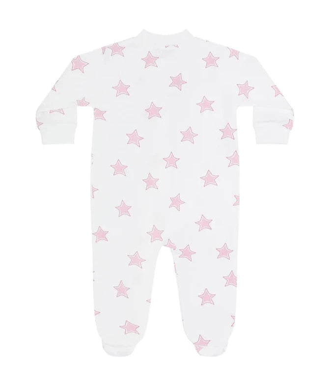 Nellapima Pink Stars Print Zipper Footie