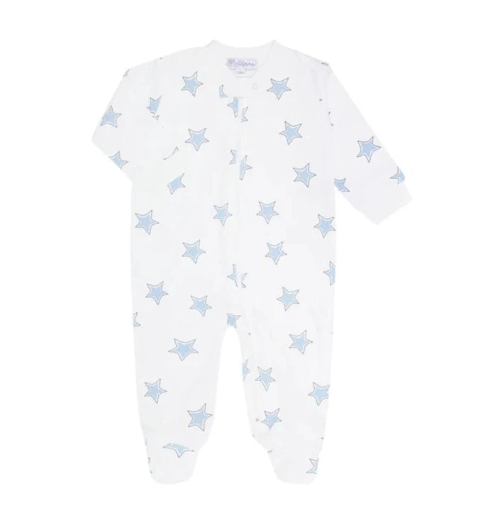 Nellapima Blue Stars Print Zipper Footie