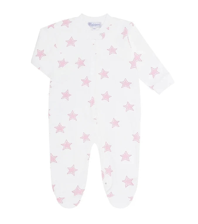 Nellapima Pink Stars Print Zipper Footie