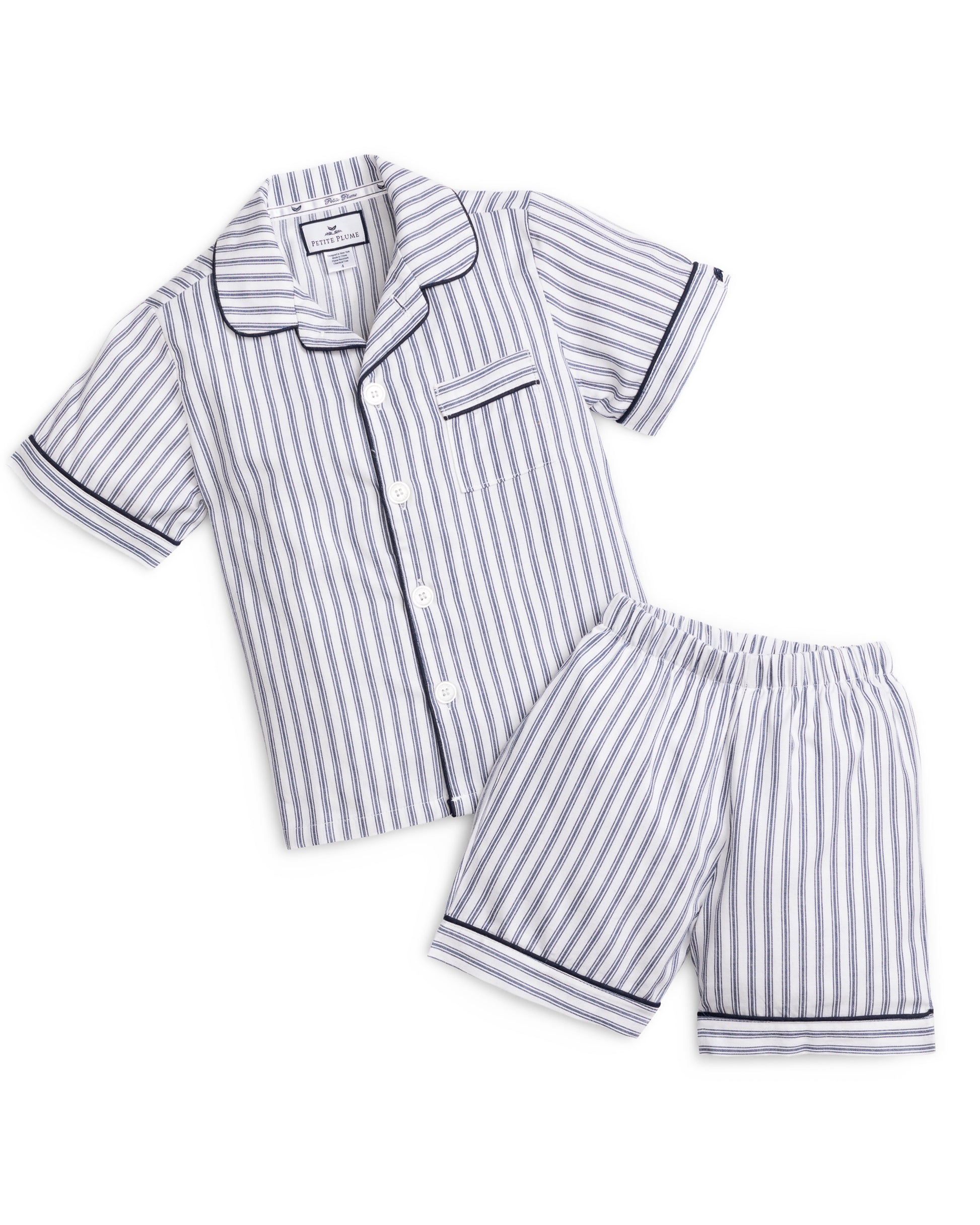 Petite Plume Children's Navy French Ticking Classic Short Set