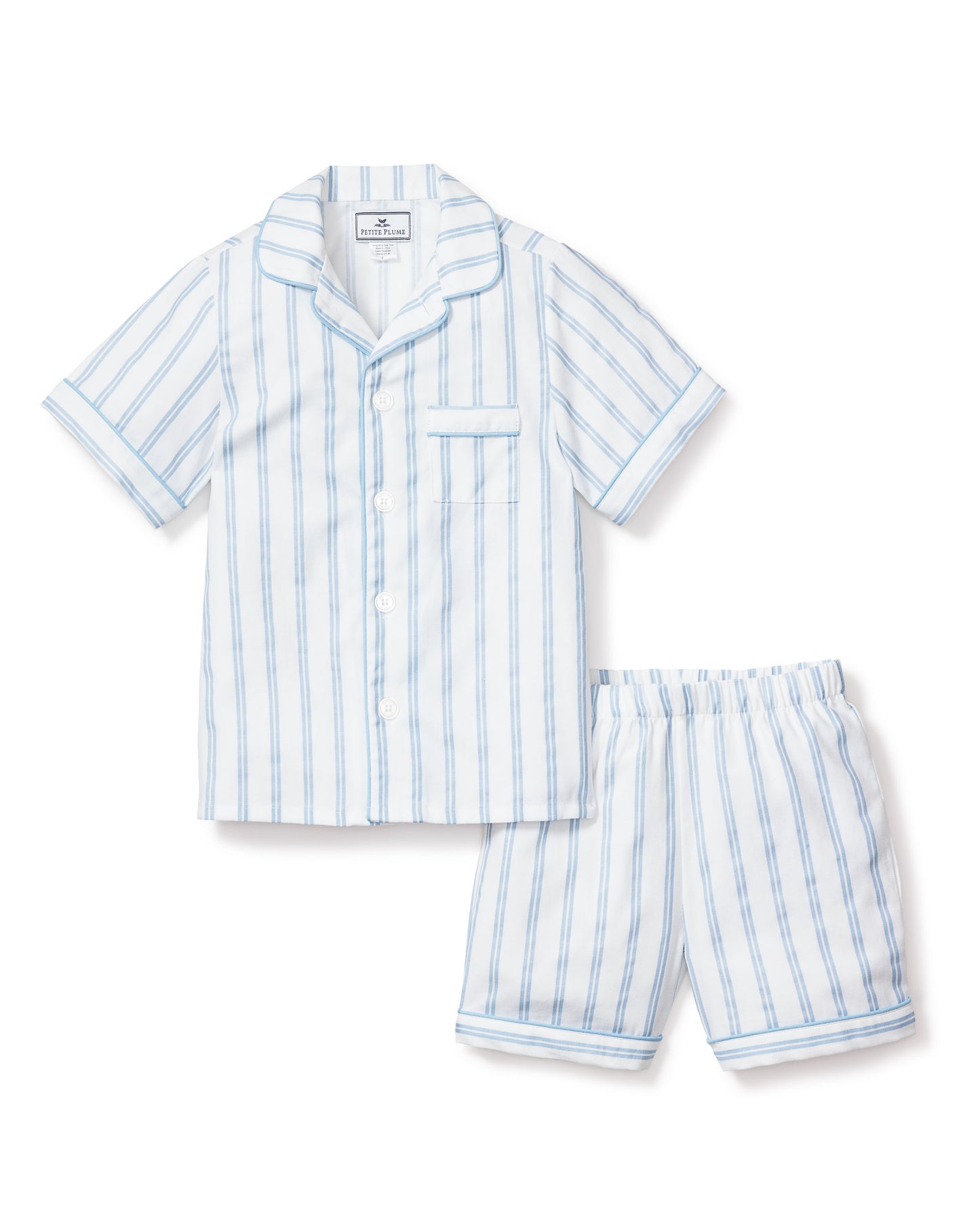 Petite Plume Periwinkle and White Stripe Short Set