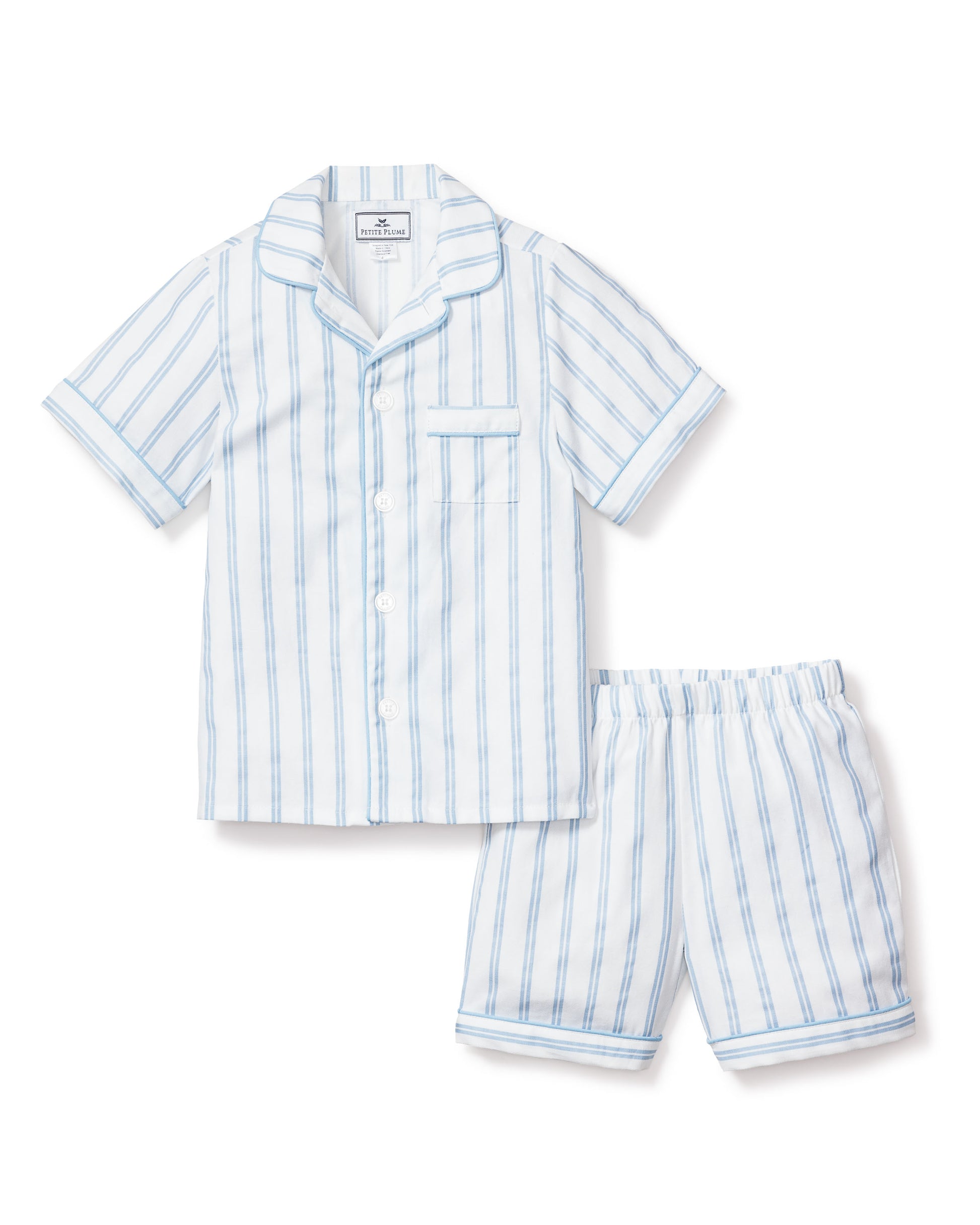 Petite Plume Periwinkle and White Stripe Short Set