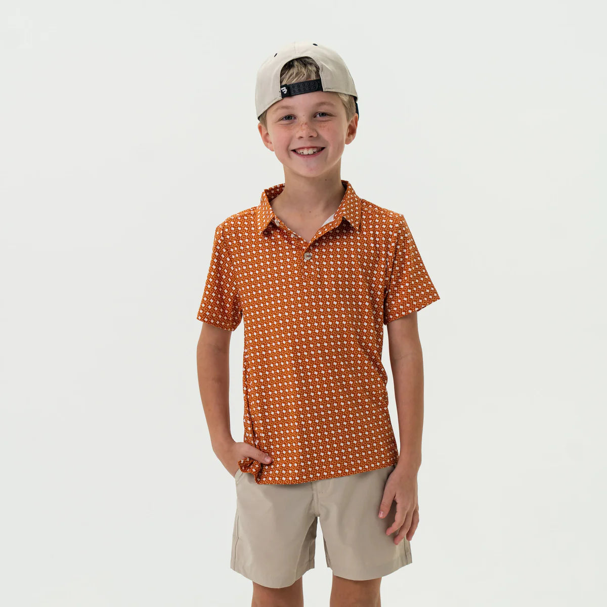 Burlebo Youth Polo - Burnt Orange & White Texas