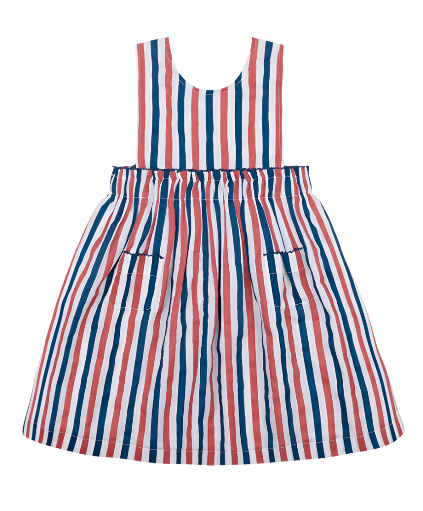 Minnow Surfrider Stripe Double Bow Pinafore Dress