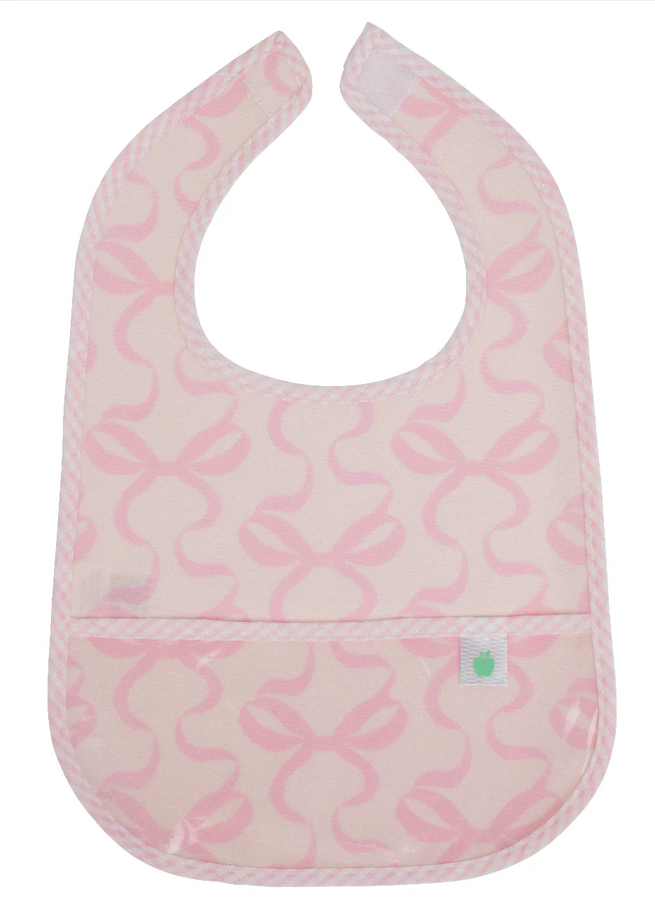 Apple of My Isla The Wipe It Bib- Pink Bows