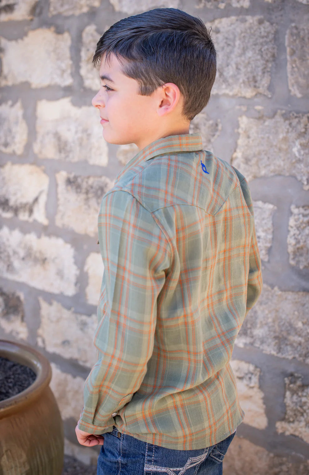 Deer Camp Plaid Pearl Snap Long Sleeve Shirt