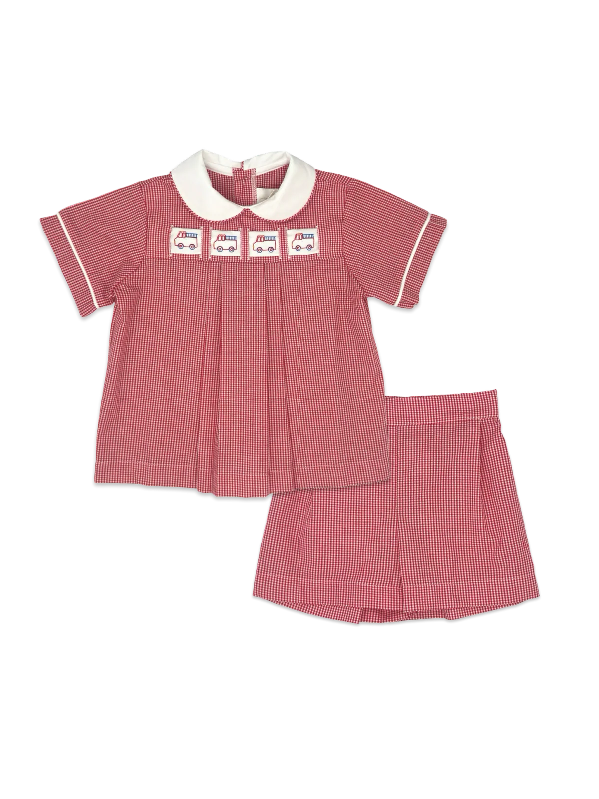 Lullaby Set Noah Ribbon Short Set- Ridgeland Red Minigingham
