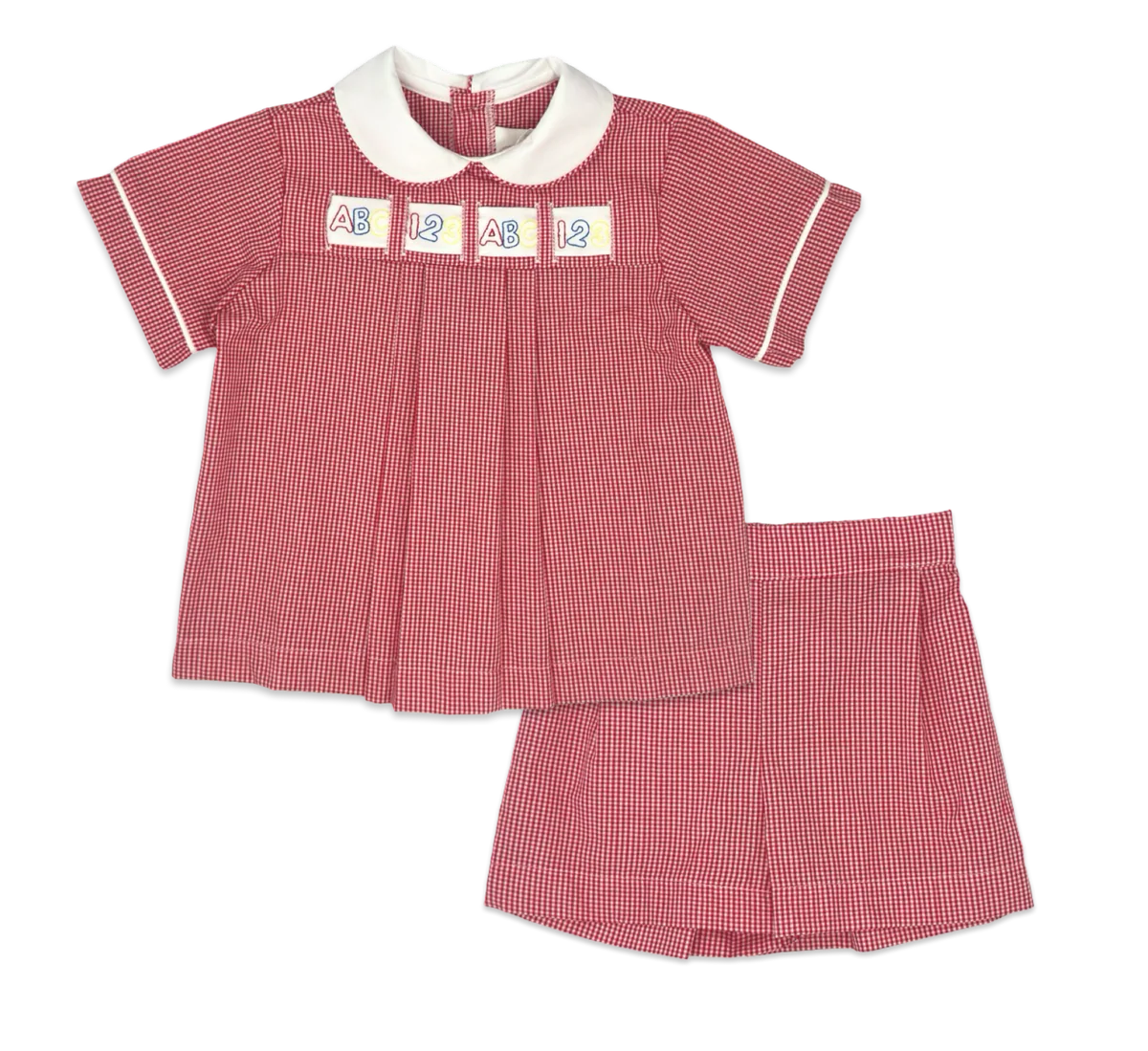 Lullaby Set Noah Ribbon Short Set- Ridgeland Red Minigingham