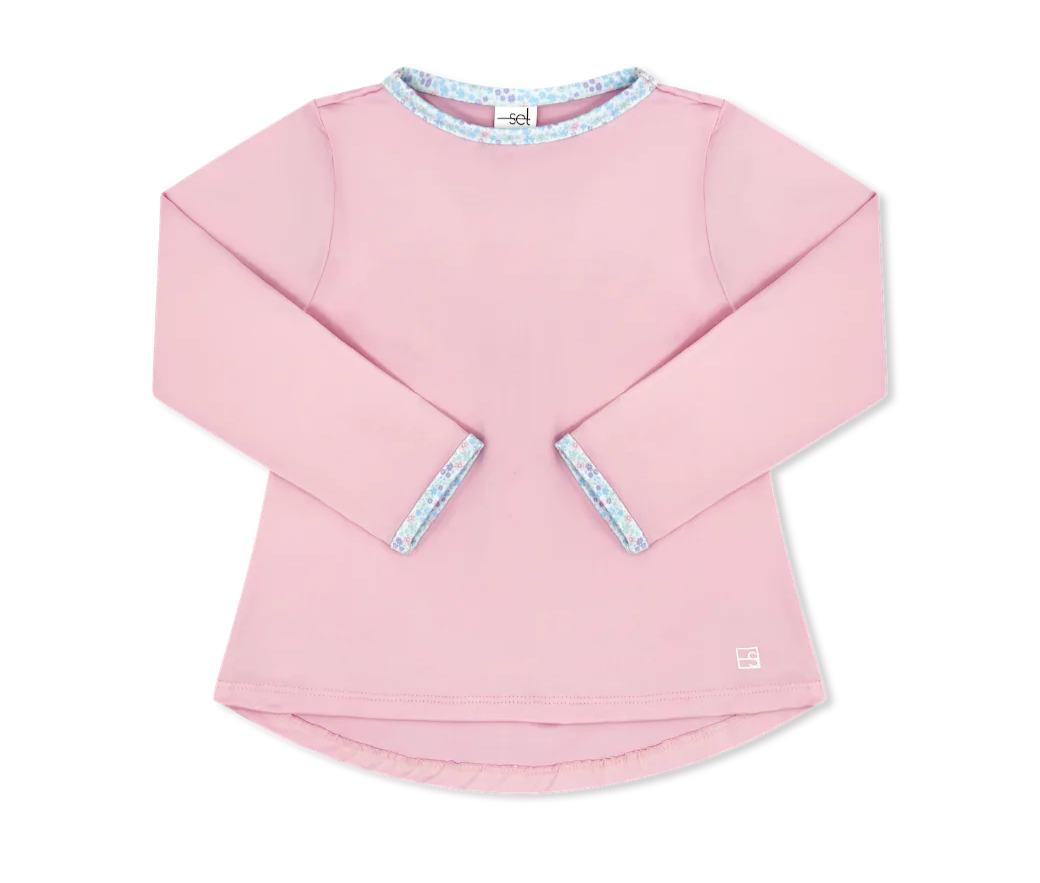 Set Athletics Taylor Long Sleeve Top - Cotton Candy Pink and Frosted Floral