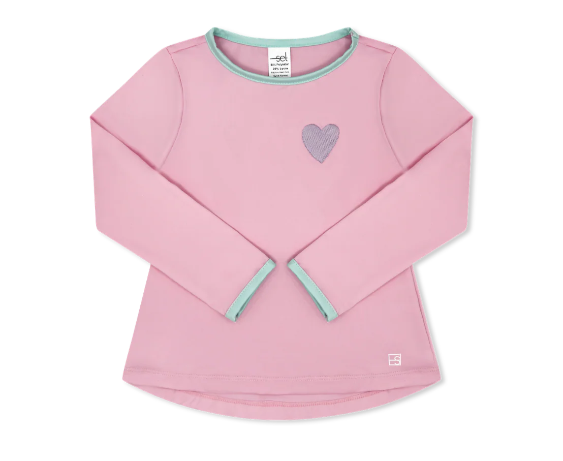 Set Athletics Bridget Heart Long Sleeve Top - Cotton Candy Pink