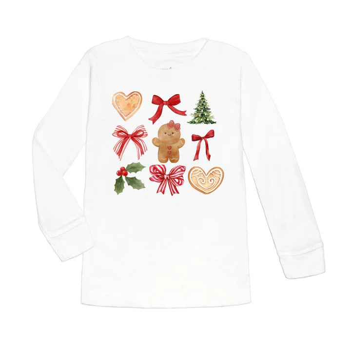 Sweet Wink Gingerbread Cutie Christmas Long Sleeve Shirt - White