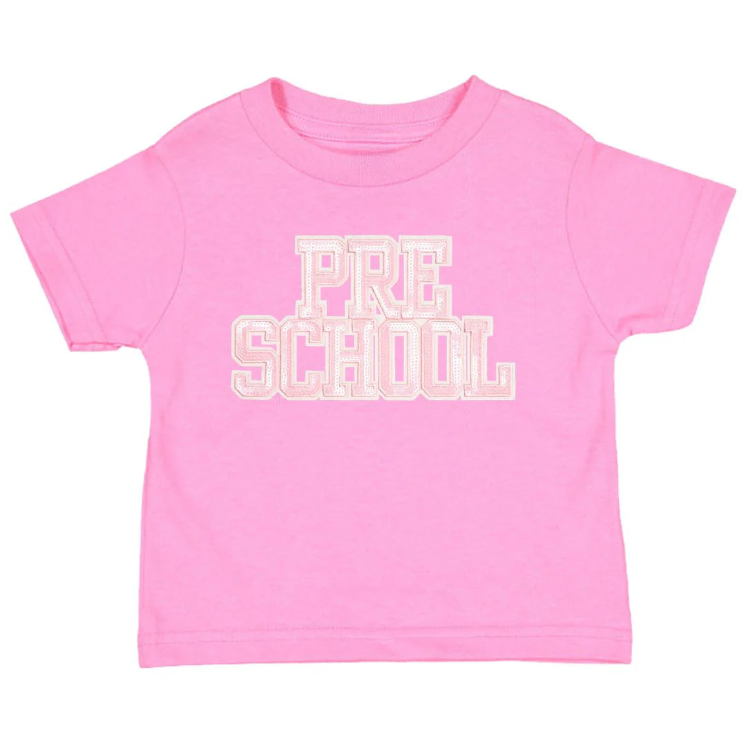 Preschool Sequin Patch Short Sleeve T-Shirt - Raspberry