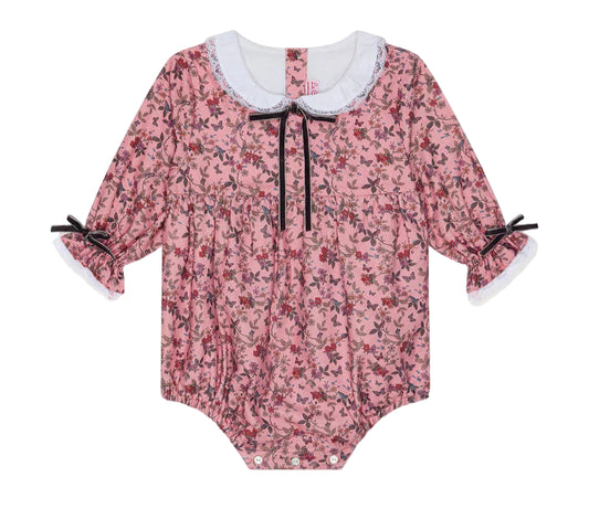 Dusty Pink Floral Baby Girl Romper