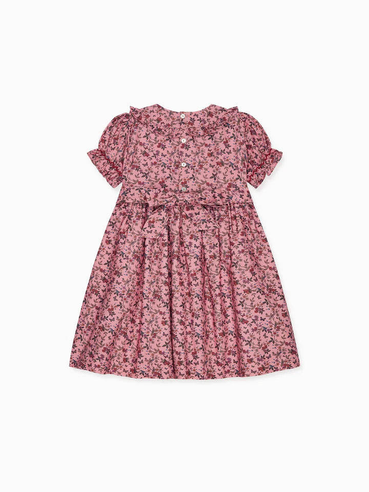 Dusty Pink Floral Silvana Girl Hand Smocked Dress