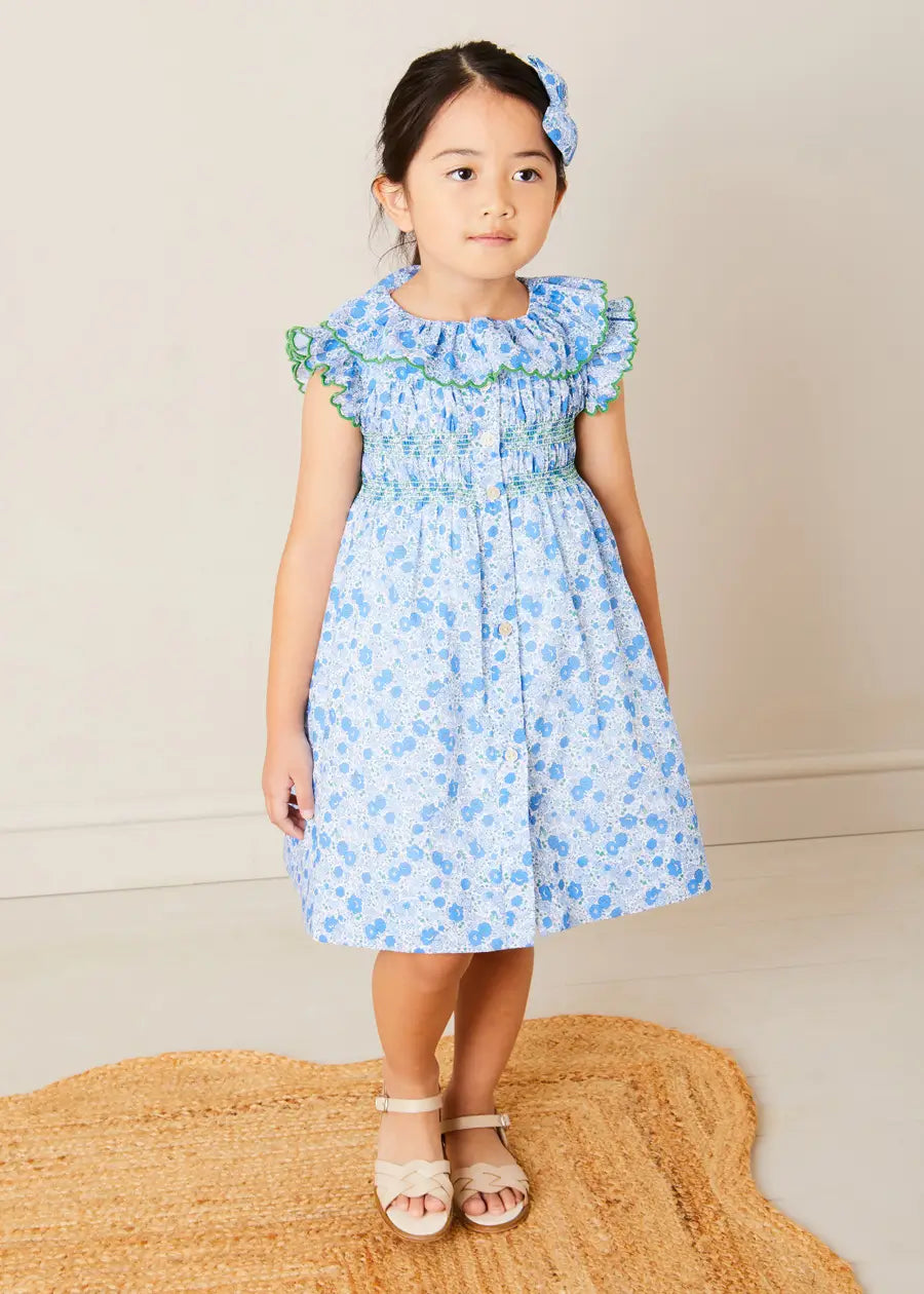 Pepa London Olivia Floral Smocked Ruffle Collar Dress