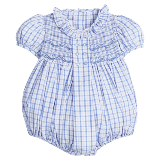 Little English Smocked Bridget Bubble- Woodberry Plaid