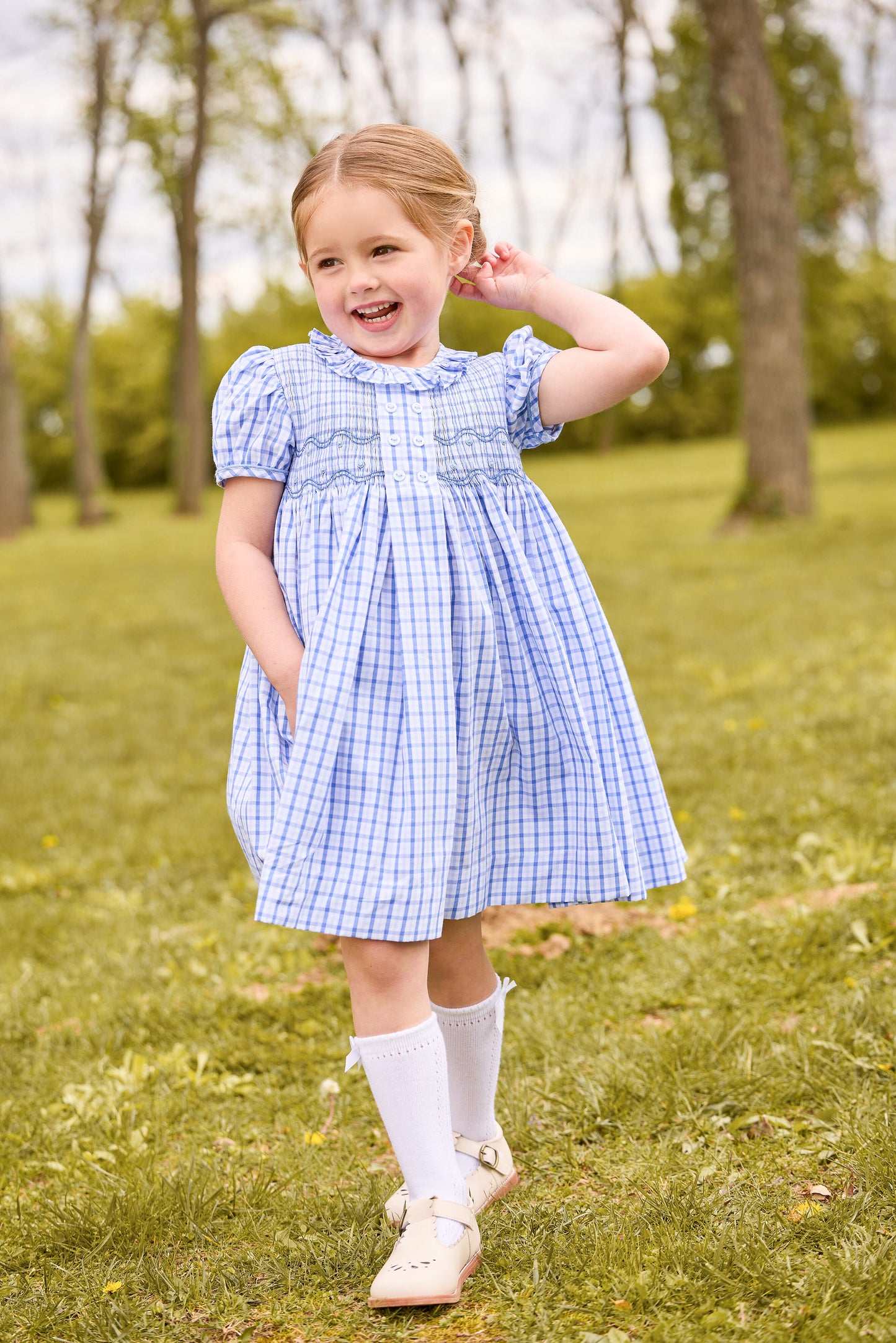Smocked Bridget Dress- Woodberry Plaid