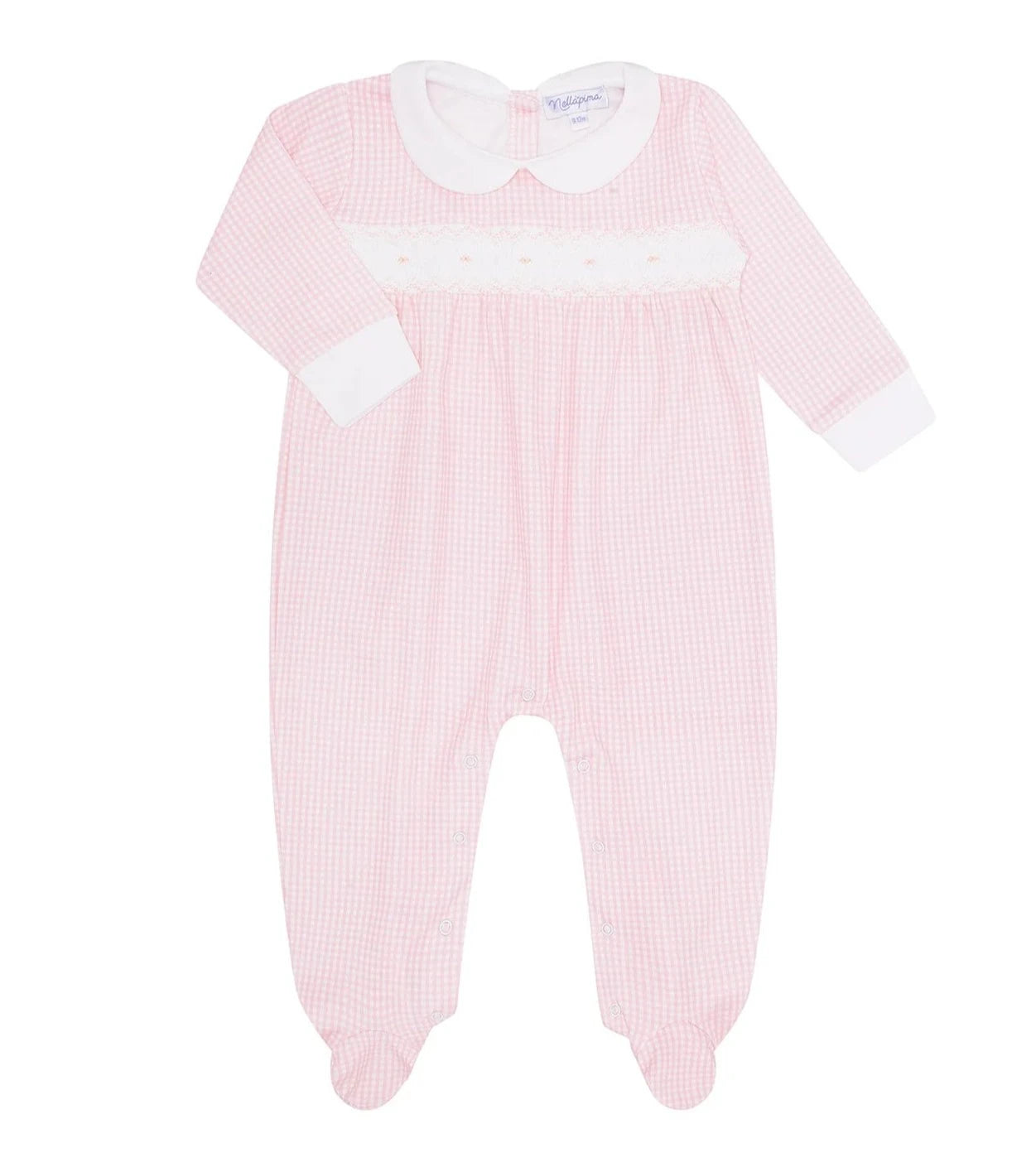 Nellapima Pink Gingham Smocked Footie
