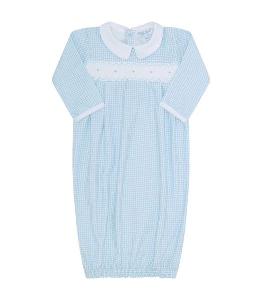 Nellapima Blue Gingham Smocked Gown