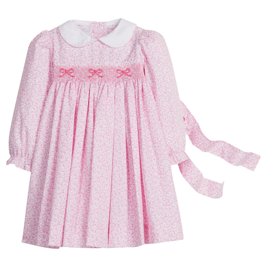Smocked Natalie Dress- Pink Vinings