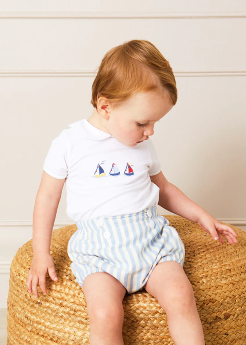Classic Striped Bloomer in Sky Blue
