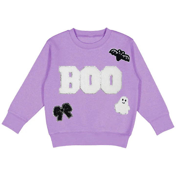 Sweet Wink Boo Patch Sweatshirt - Lavender