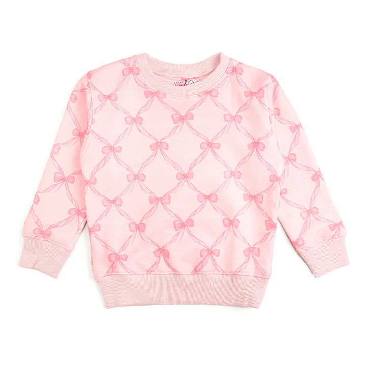 Sweet Wink Bow Trellis Sweatshirt- Ballet