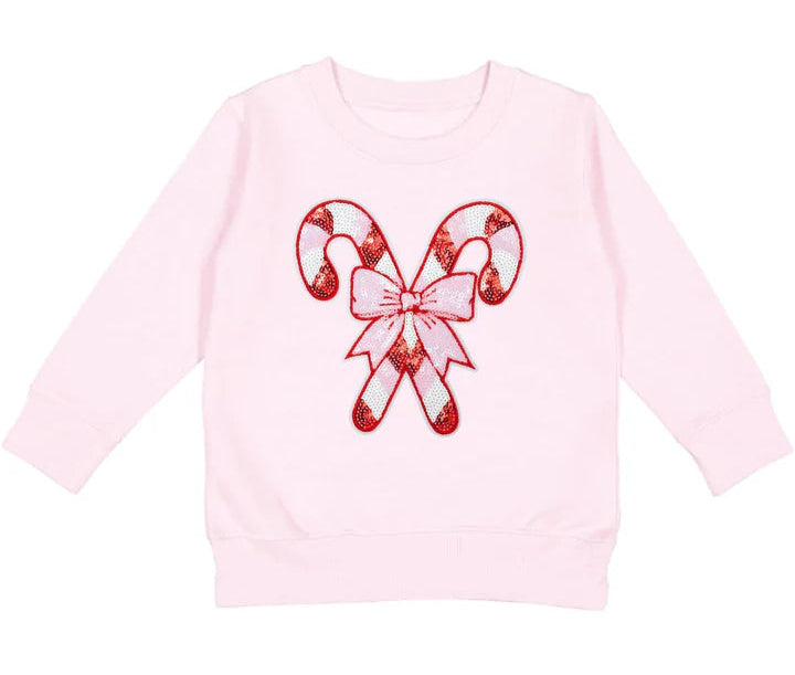 Sweet Wink Candy Cane Patch Sweatshirt- Ballet