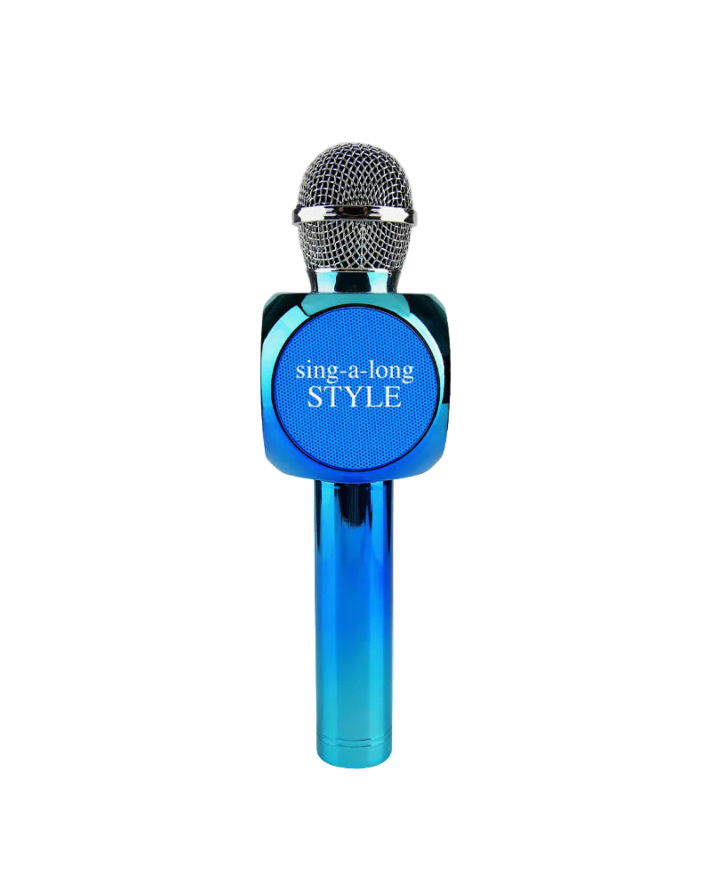 Blue Metallic Karaoke Microphone and Bluetooth Speaker